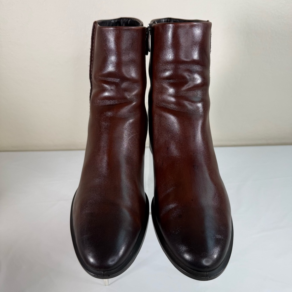 Ecco Shape 35 Danish Block Heels Bison Brown Ankle Boots Booties Size 10 - Picture 3 of 16